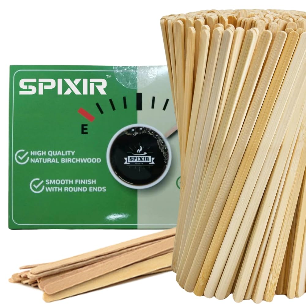 Spixir SPIXIR 7-inch round-end coffee stirrers for smooth stirring in hot drinks.