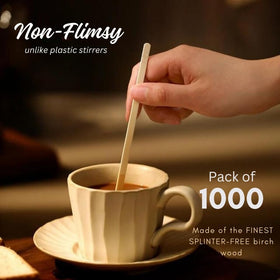 Spixir round-end stir sticks designed to mix cream and sugar with minimal splinters.