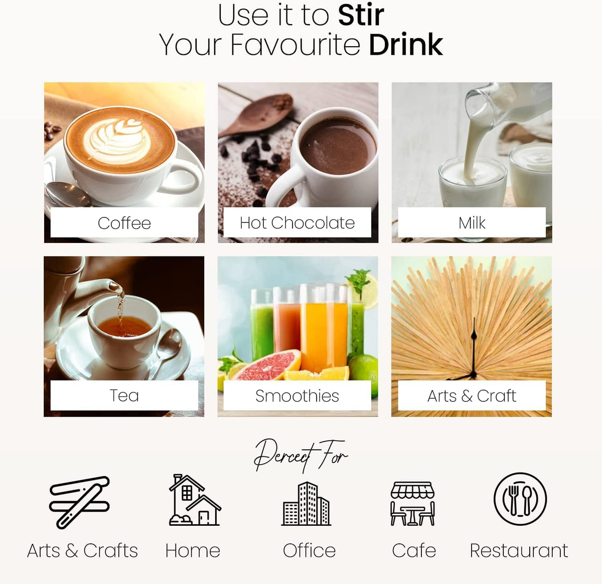 Spixir coffee stirrers ideal for hotel or restaurant breakrooms and home use.