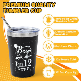 Splandiant 12th birthday tumbler in stainless steel for hot and cold drinks