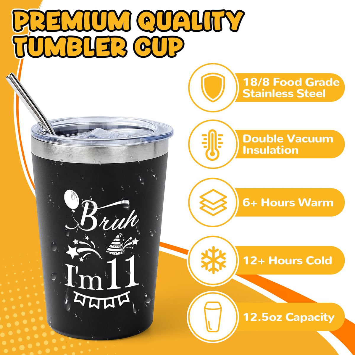 Splandiant 11th birthday tumbler with straw for on-the-go beverages