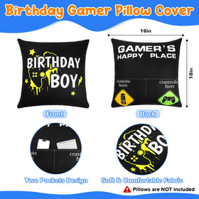Splandiant Gamers Happy Place pillowcase adds cozy vibes to gaming, TV, or study corners.