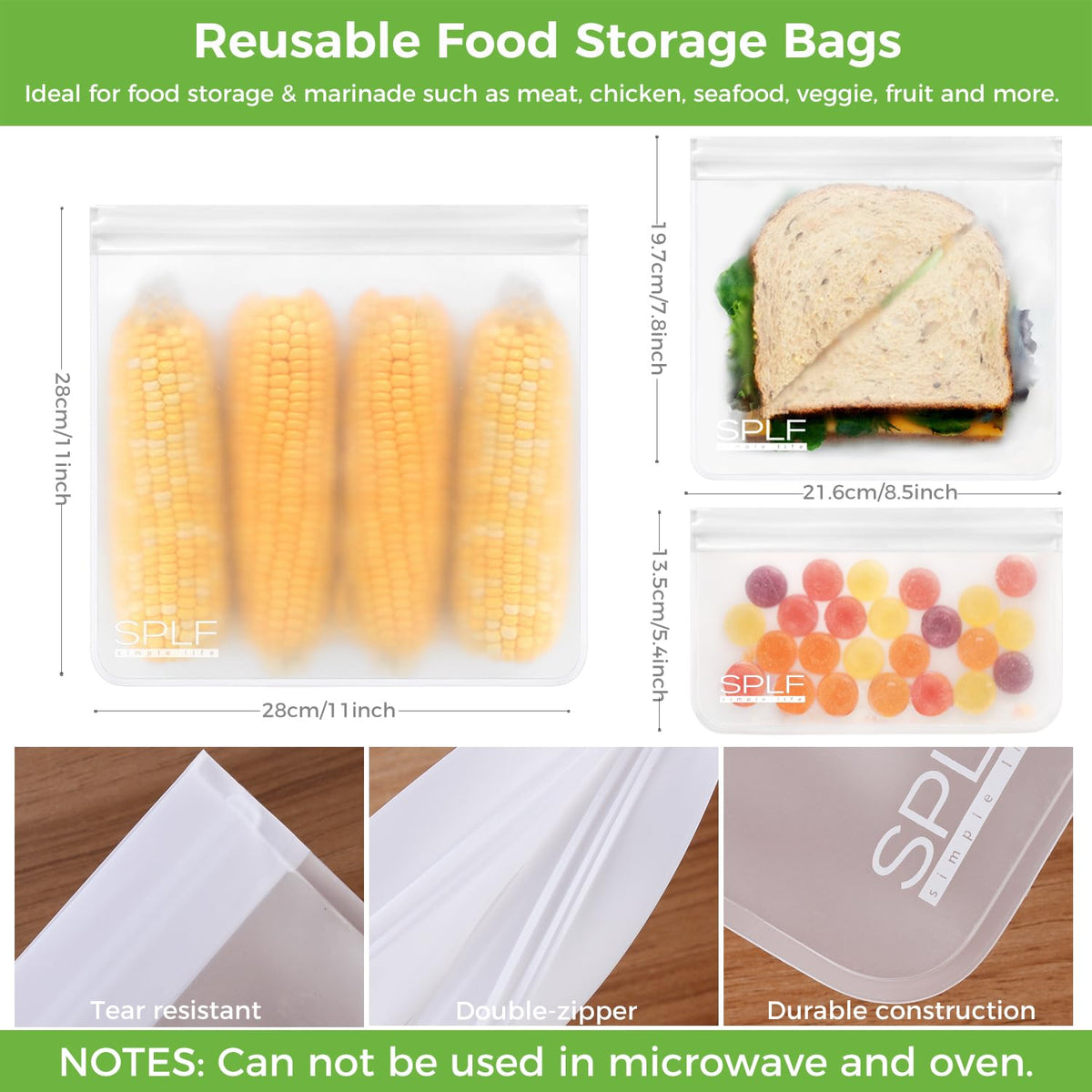 SPLF top-rack dishwasher-safe bags for easy cleaning.