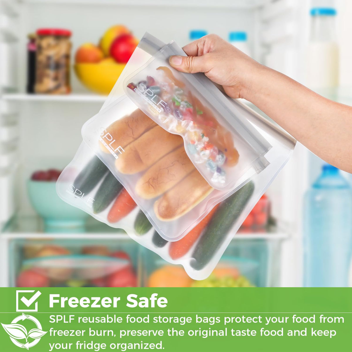 SPLF dishwasher-safe bags easy to clean on top rack.