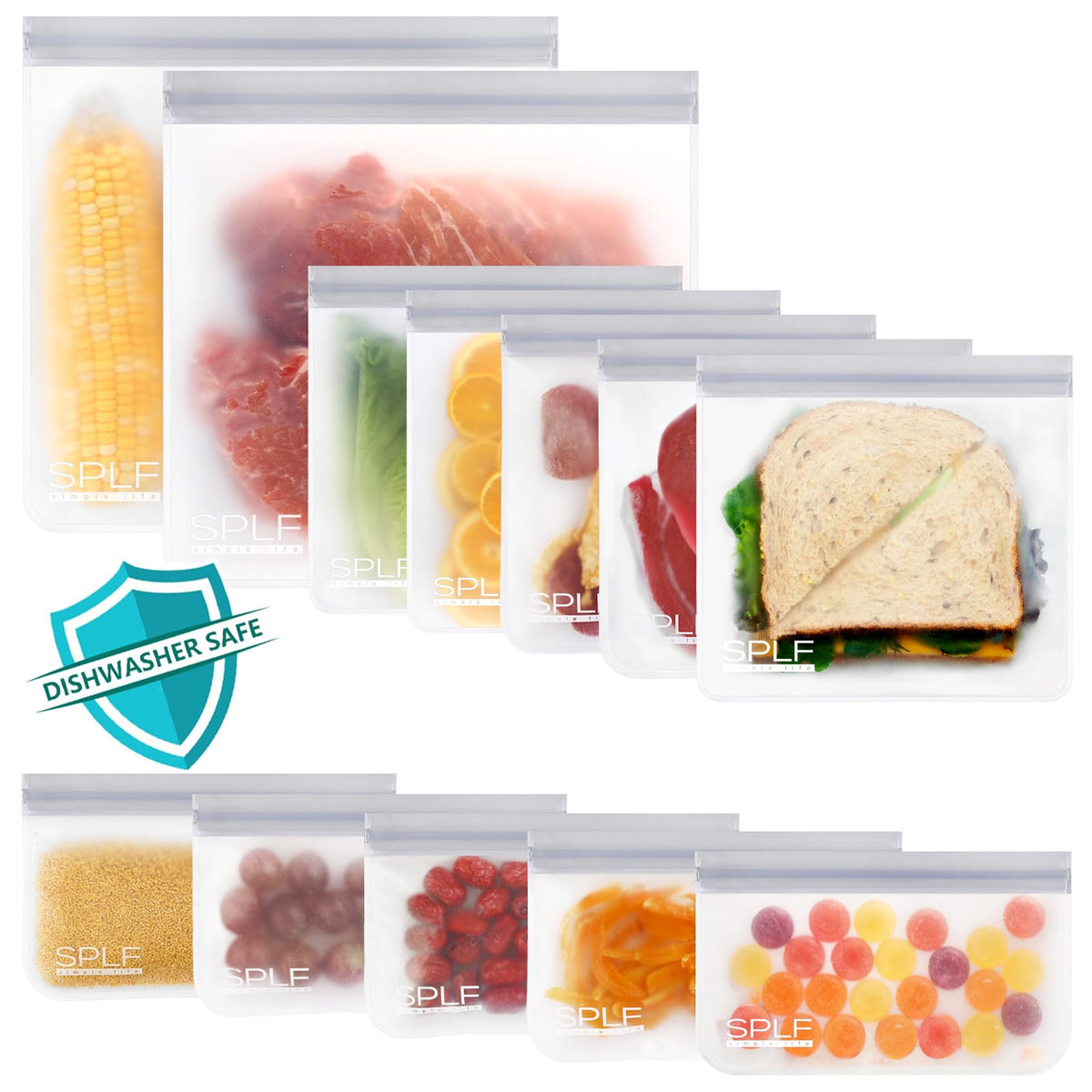 SPLF dishwasher-safe bags with leakproof zipper for convenient storage