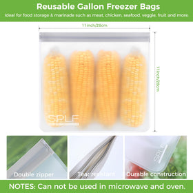 SPLF freezer-safe bags stored in freezer preserving contents.