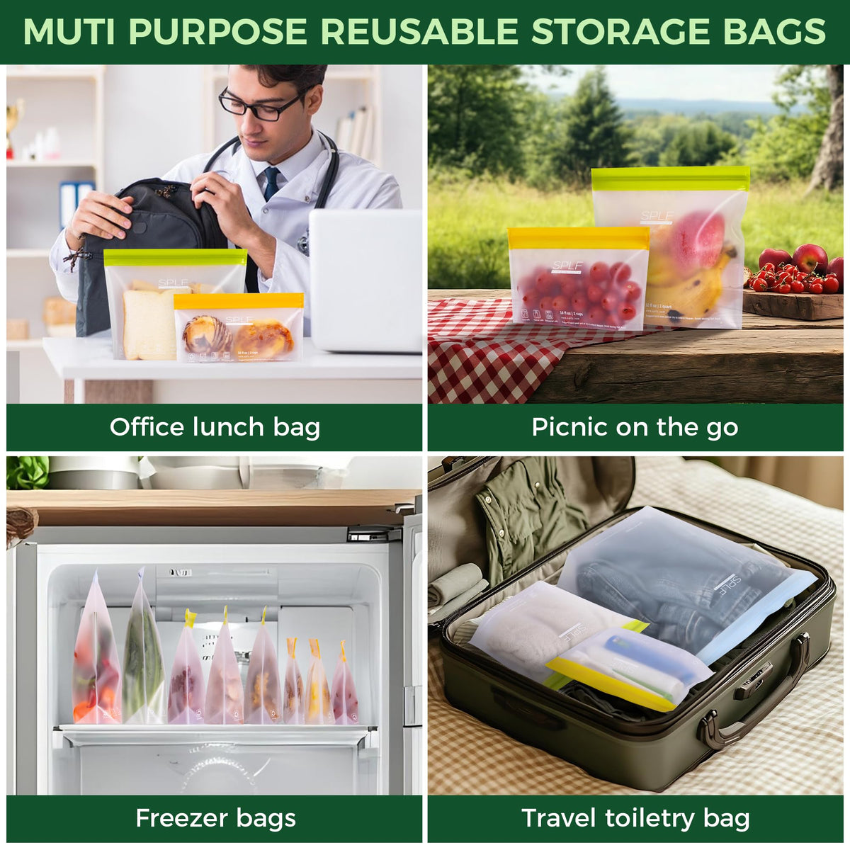 SPLF meal-prep bags help portioning and grab-and-go snacks.