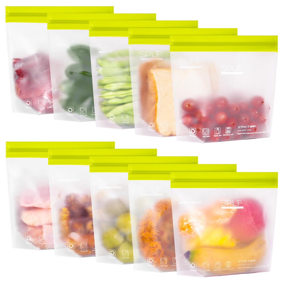 SPLF stand-up 1qt bags enable easy filling and organized meal prep.