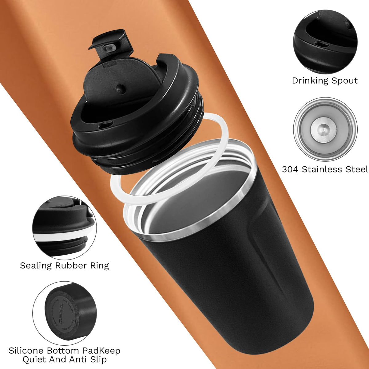 SPLMIFA travel mug fits car cup holders for on-the-go
