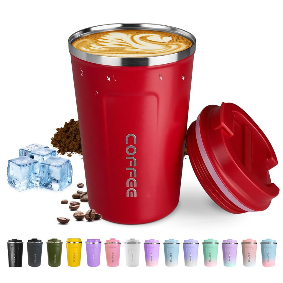 SPLMIFA travel mug red with leakproof lid for portable, spill-free use