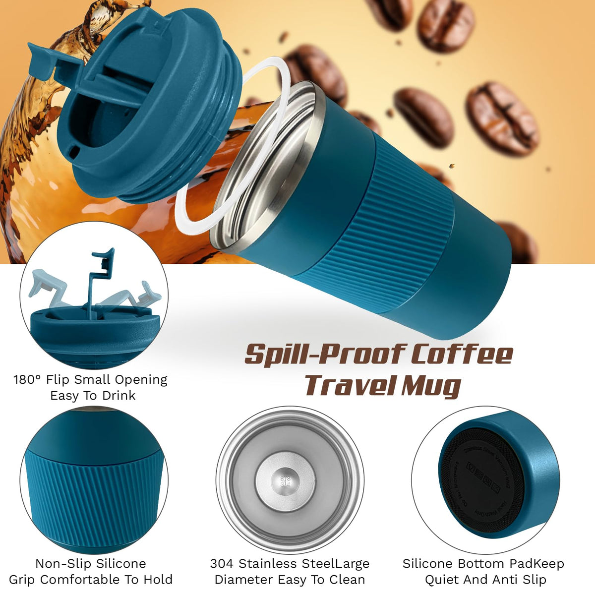 SPLMIFA mug sleeve grip provides secure non slip hold during travel.
