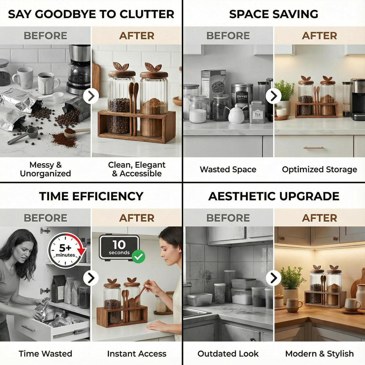Splotiva modern acacia set elevates any kitchen counter.