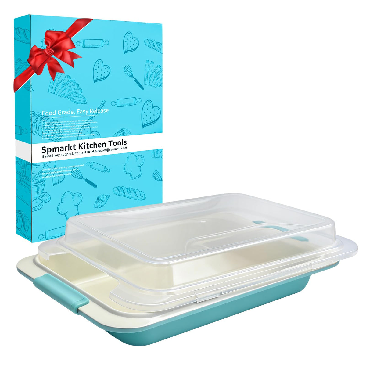 Spmarkt 13x9 baking pan with lid for even baking and easy transport.
