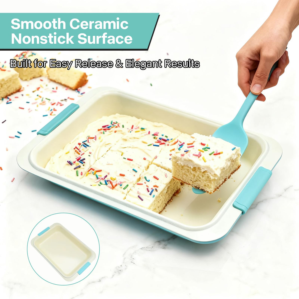 Spmarkt baking pan with silicone grip handles for safe, comfortable carrying.