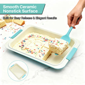 Spmarkt baking pan with silicone grip handles for safe, comfortable carrying.