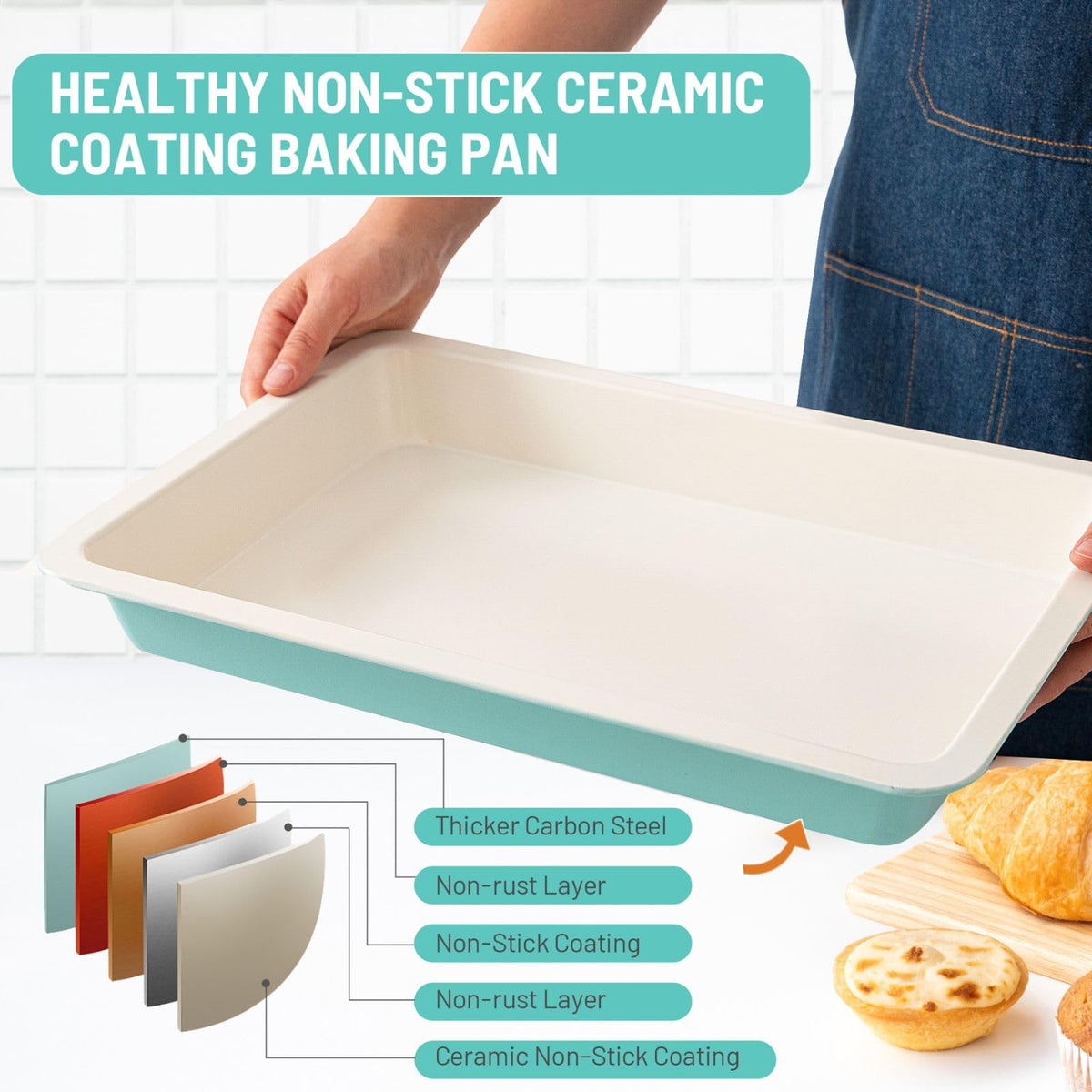 Spmarkt deep rectangle sheet pan highlighting generous 2-inch depth for rich batches.