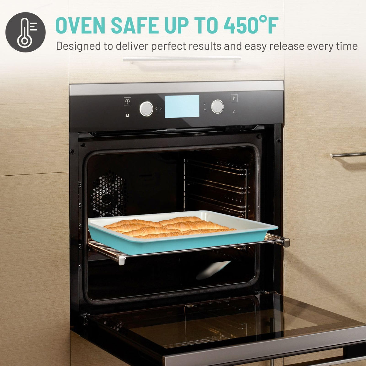 Spmarkt easy-clean ceramic surface after baking sticky toppings.