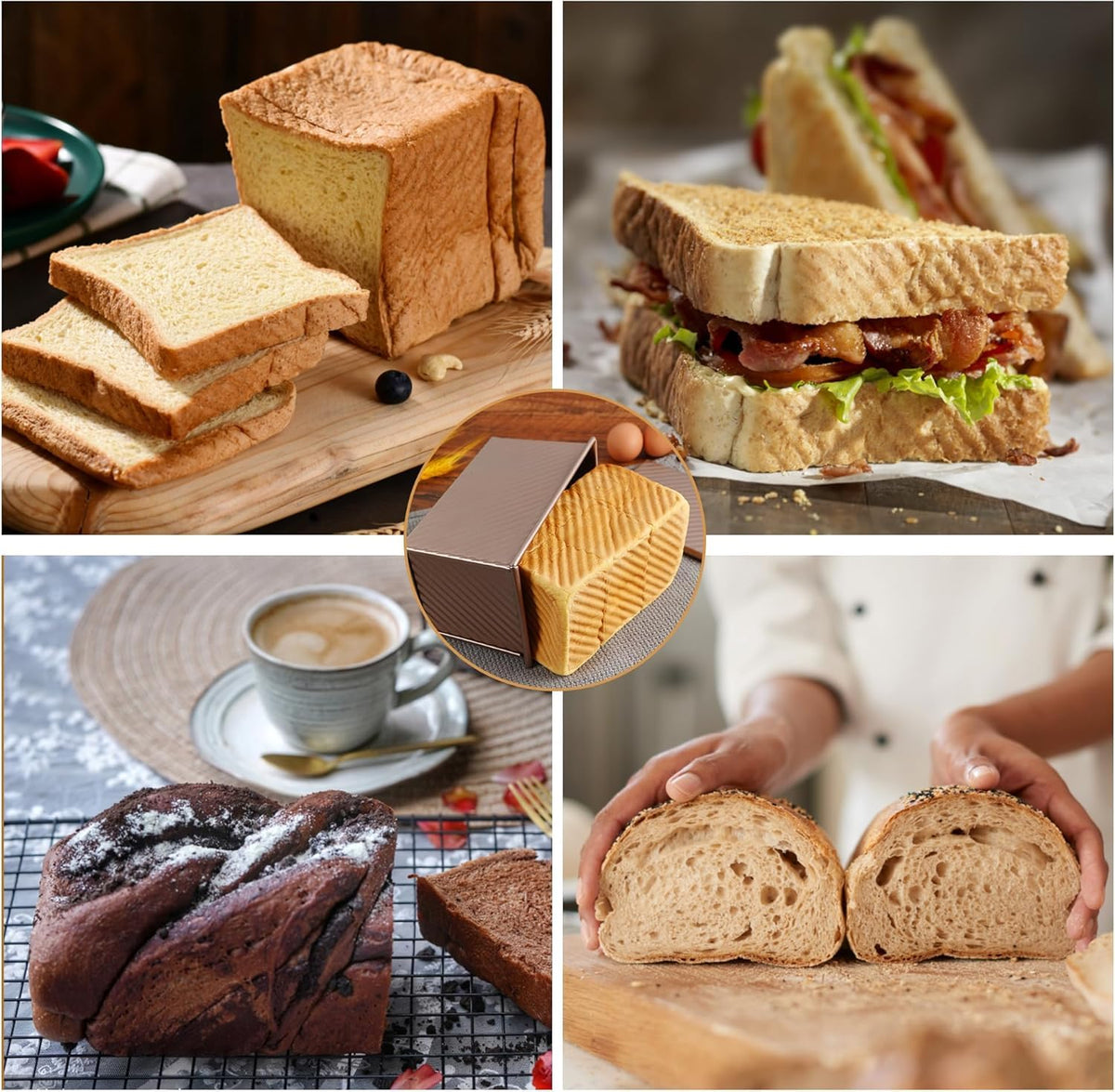 Spmarkt loaf pan with rolled edges for safer handling.