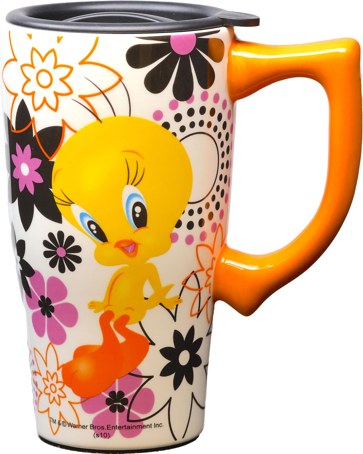 Spoontiques Tweety travel mug with locking lid for spill-free commuting