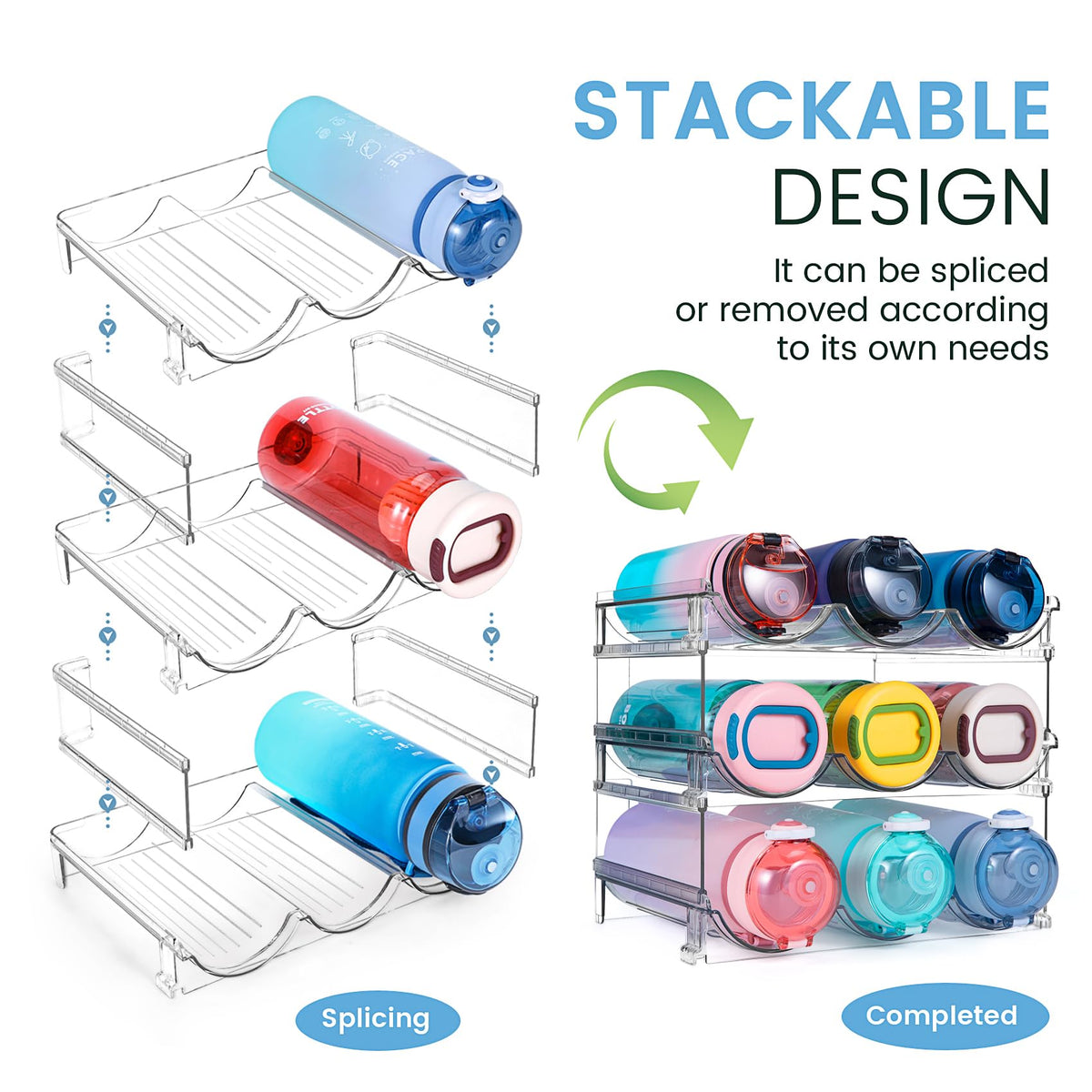 Spospo clear BPA-free plastic bottle rack shows sturdy, easy-to-clean design.
