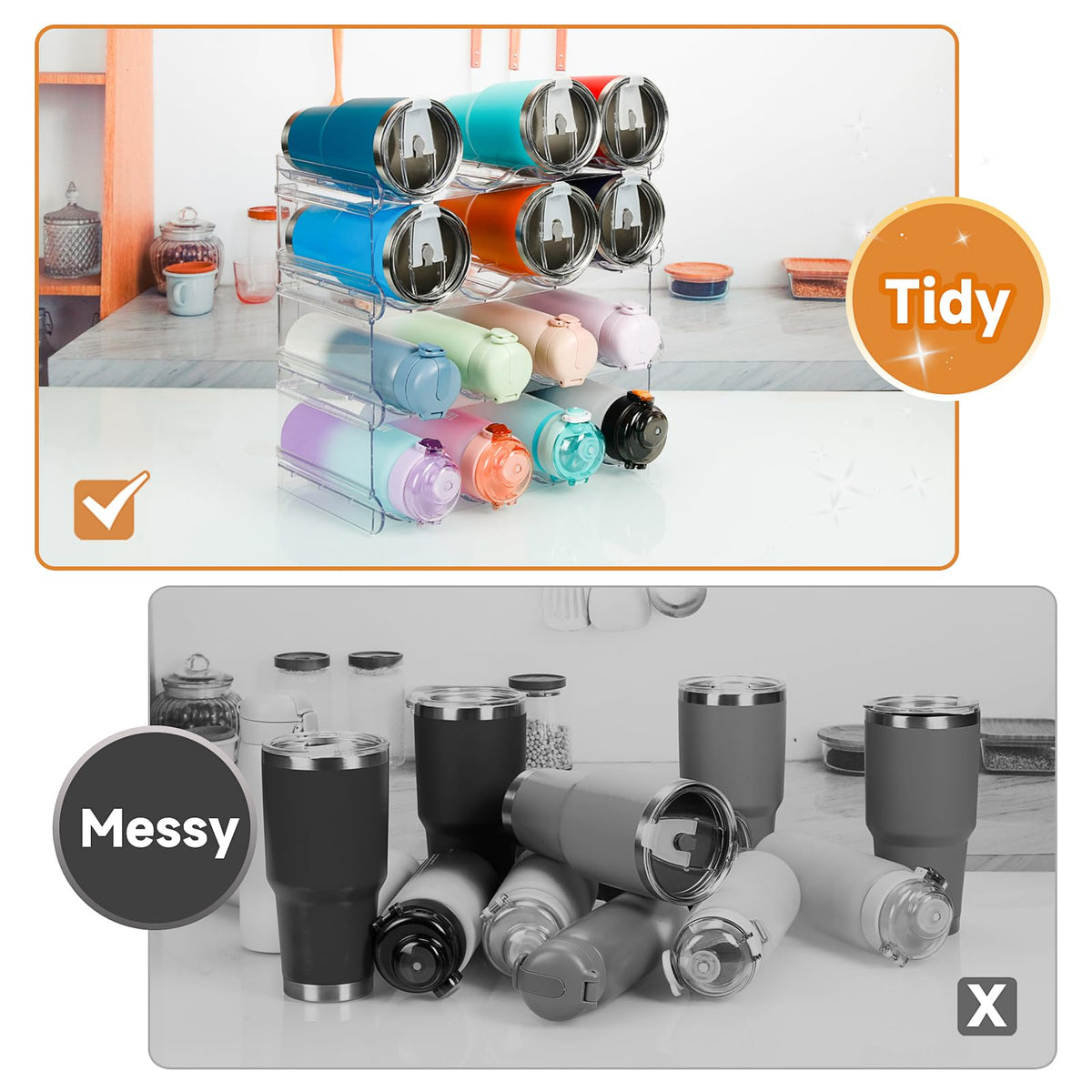 Spospo bottle rack installs without tools for quick cabinet organization.
