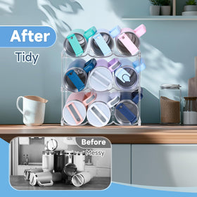 Spospo clear BPA-free plastic storage keeps bottles organized and visible.