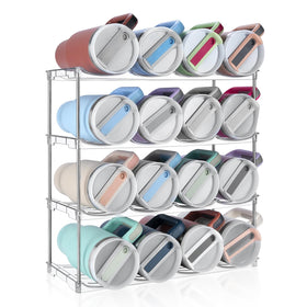 Spospo stackable bottle organizer with large compartments for easy bottle storage