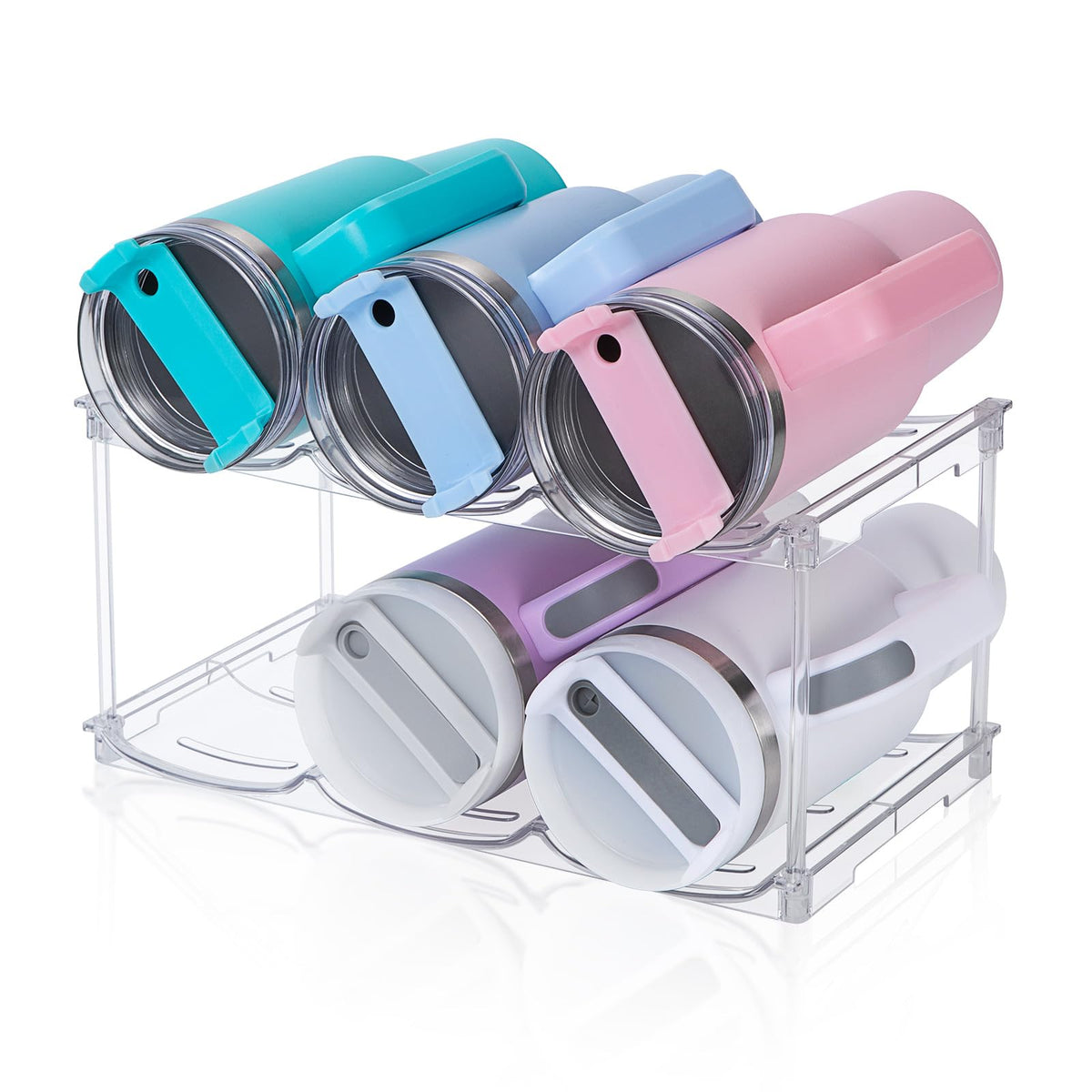 Spospo stackable water bottle organizer for 40oz tumblers keeps kitchen cabinets organized