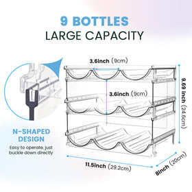 Spospo bottle holder in fridge keeps bottles neatly aligned and accessible.