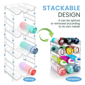 Spospo bottle rack for fridge with clear BPA-free plastic keeps contents visible.