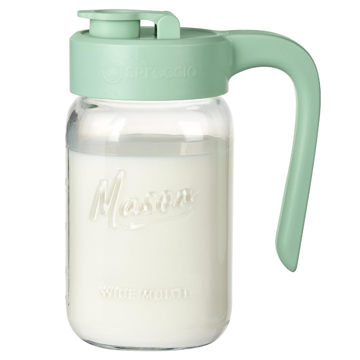Spreccio 32oz glass pitcher with lid for leak-proof everyday beverages
