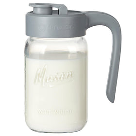 Spreccio 32 oz glass pitcher with lid for spill-free pours.