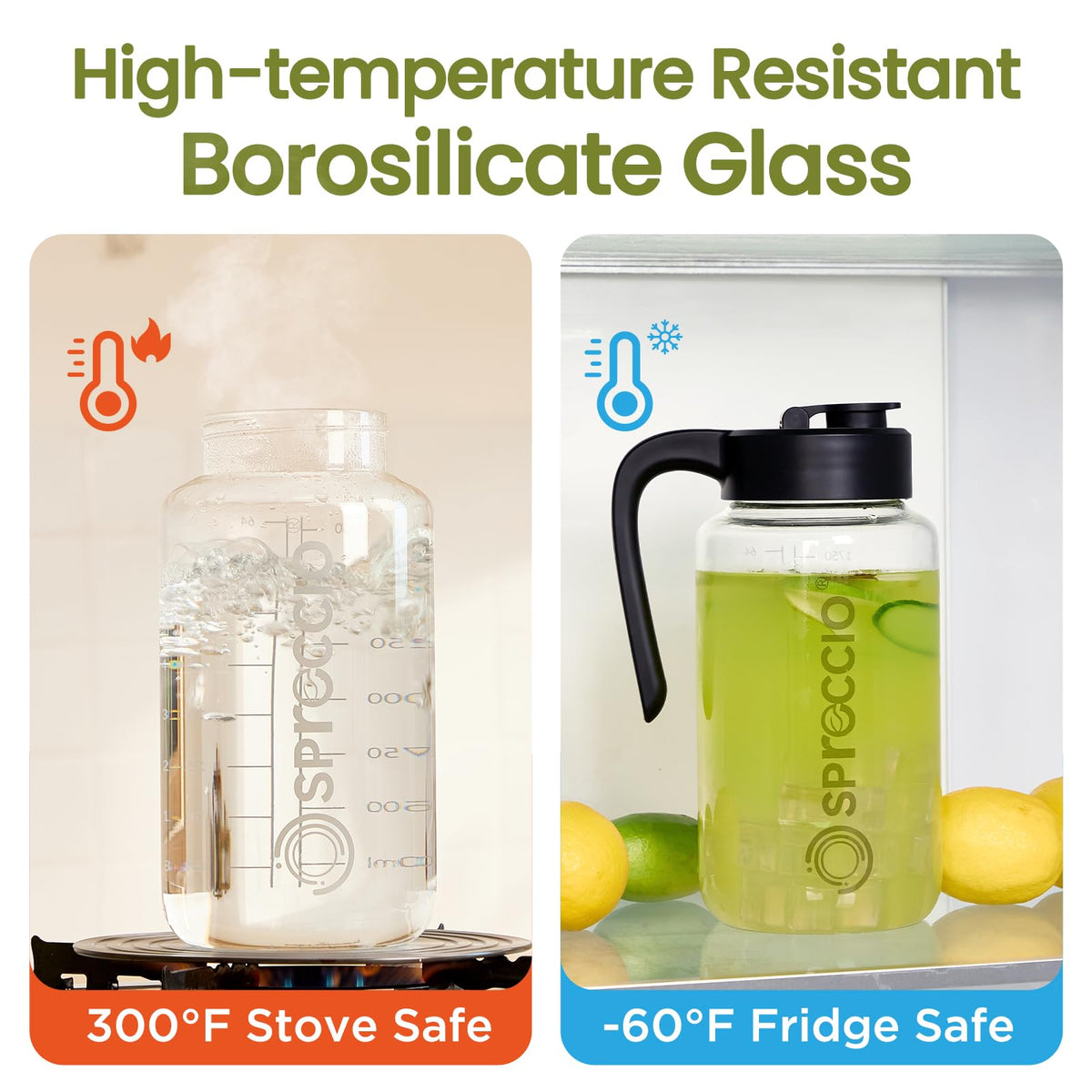 Spreccio glass pitcher with airtight seal for fresh outdoor sun tea and cold drinks