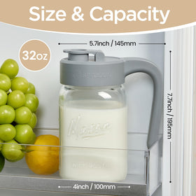 Spreccio breast milk storage pitcher with airtight lid.