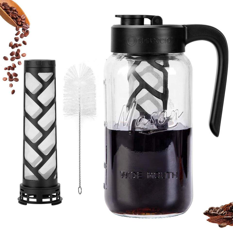Spreccio cold brew glass pitcher with airtight lid ready for fresh brew