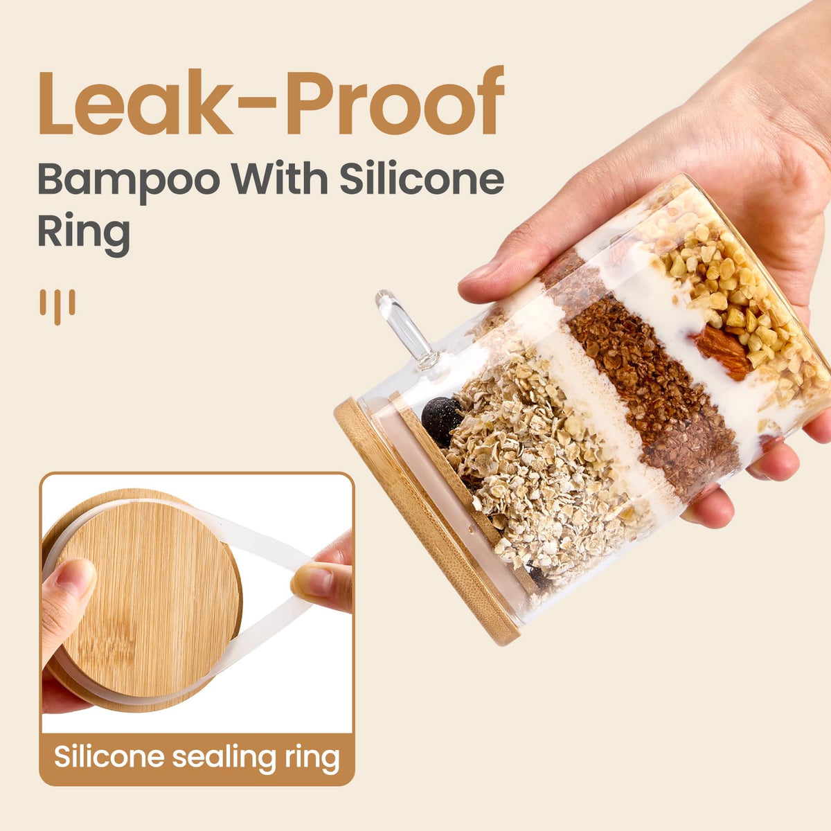 Spreccio glass jar with attached spoon for convenient portion control