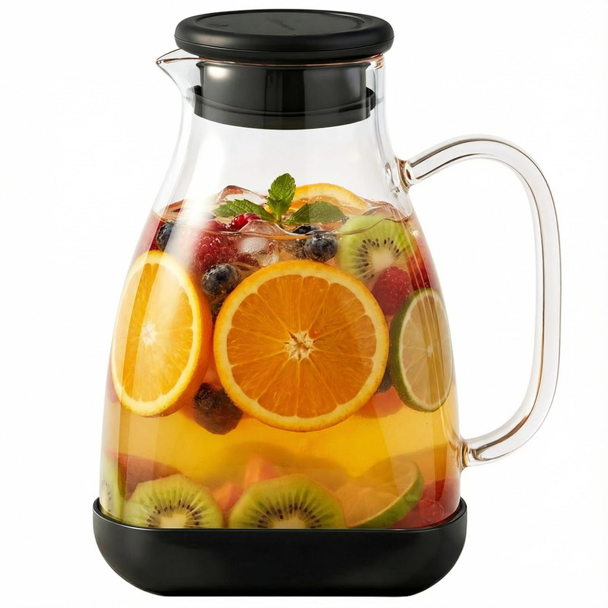 Spreccio glass pitcher with lid 68oz, ideal for family meals and parties.