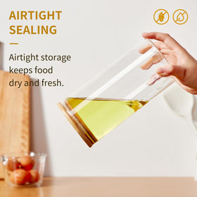 Spreccio glass storage jar cereal aids quick morning prep.