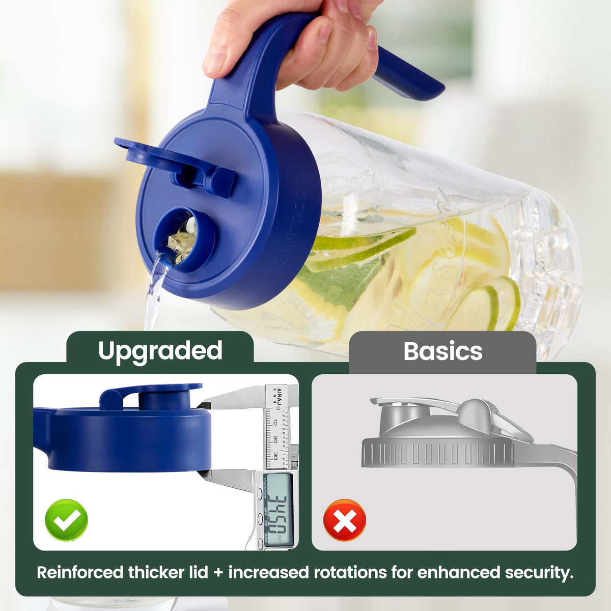 Spreccio mason pitcher with heavy-duty glass for daily use and durability.
