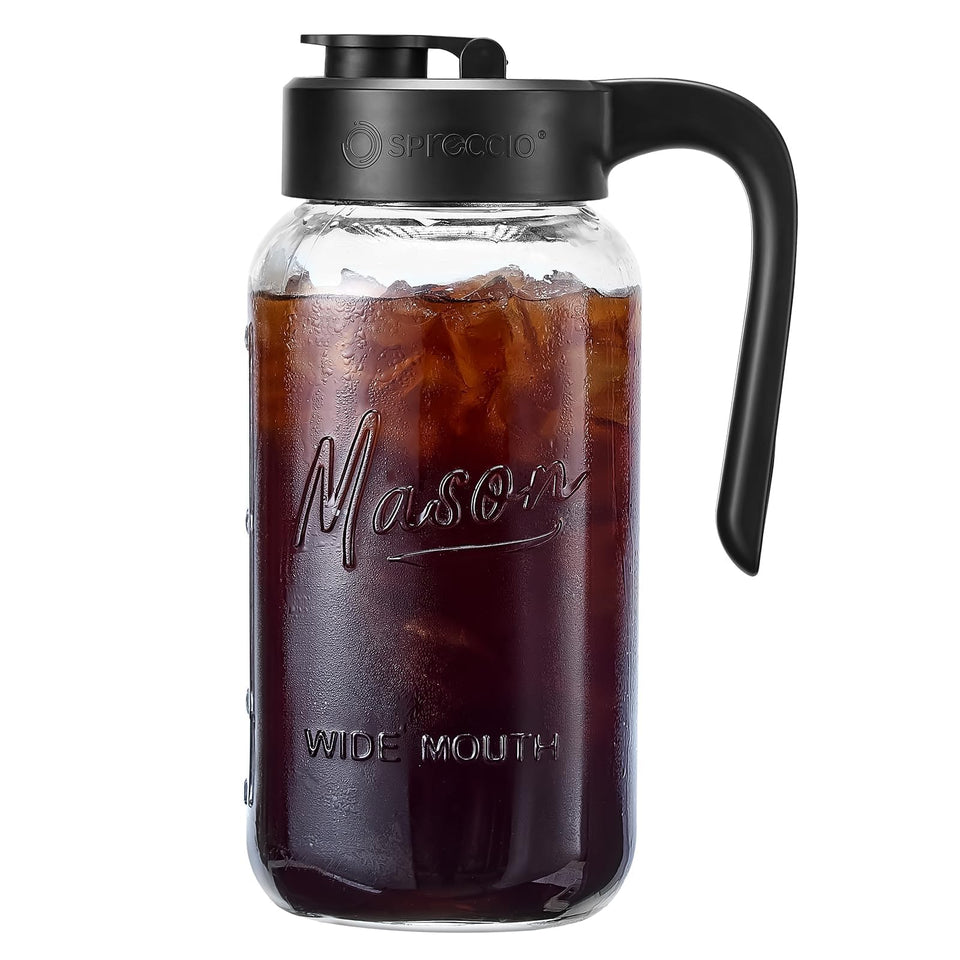 Spreccio Mason Jar Pitcher with airtight lid for leak-free storage and freshness.