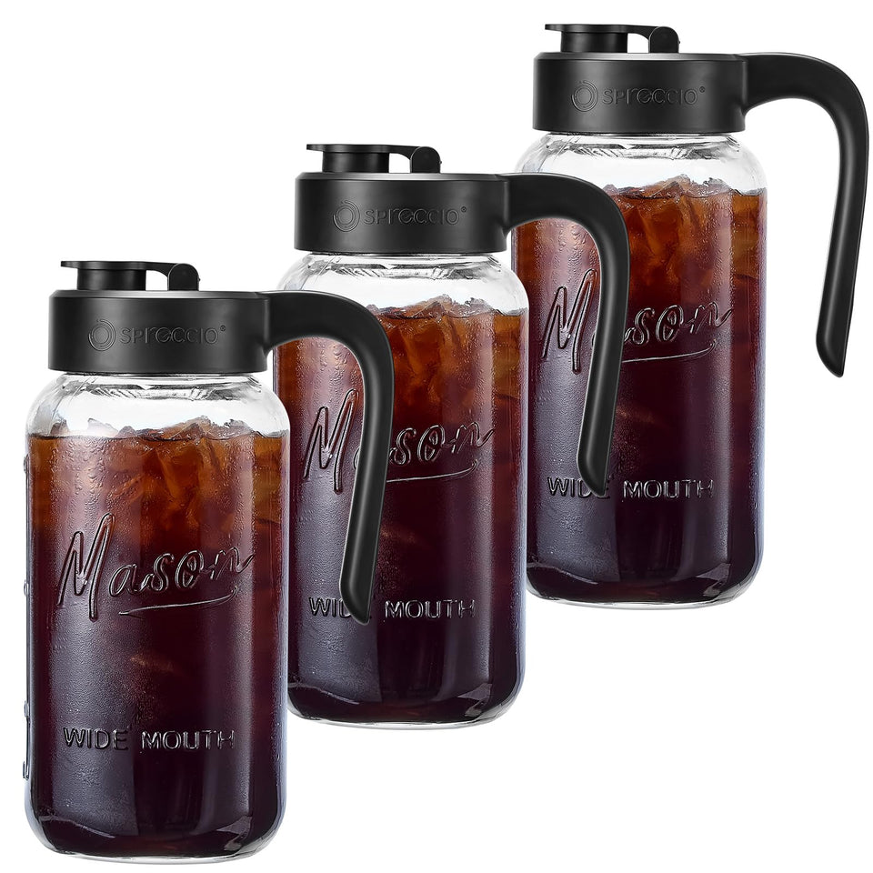 Spreccio mason jar pitcher with airtight seal keeping beverages fresh.