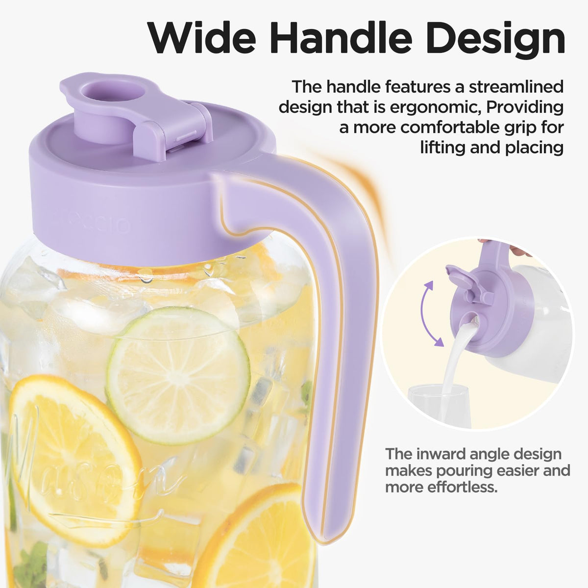 Spreccio Mason Jar Pitcher showing airtight seal to keep drinks fresh and odors out.