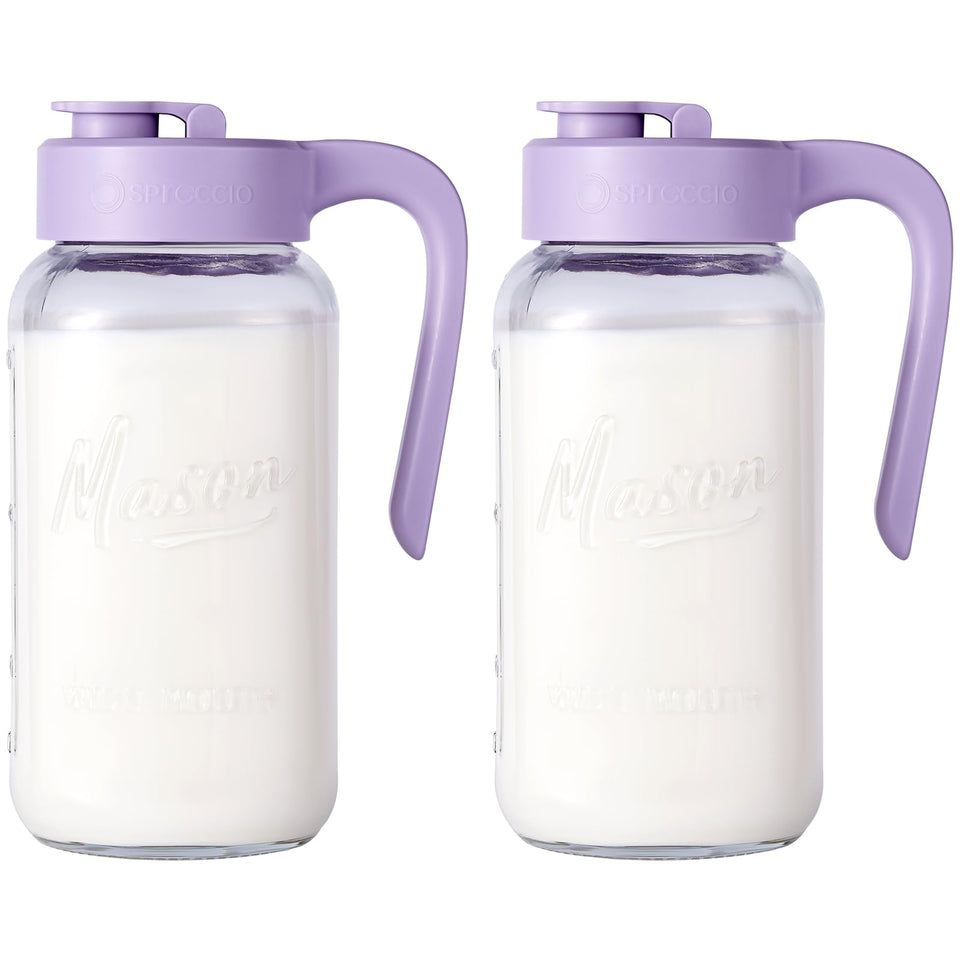 Spreccio Mason Jar Pitcher with lid and pour spout for clean, controlled pours.