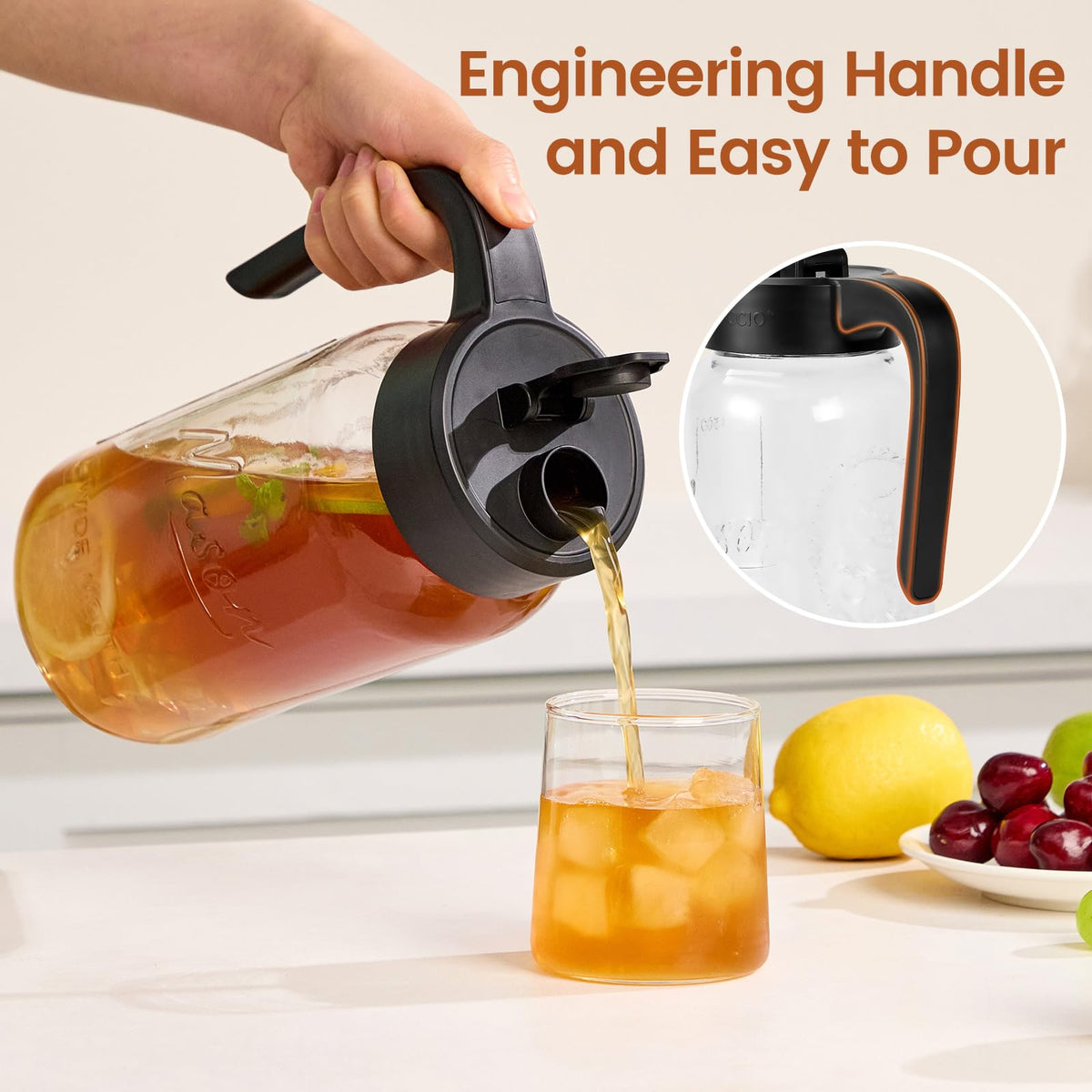 Spreccio Mason Jar Pitcher lid-seal maintaining airtight storage and no leaks