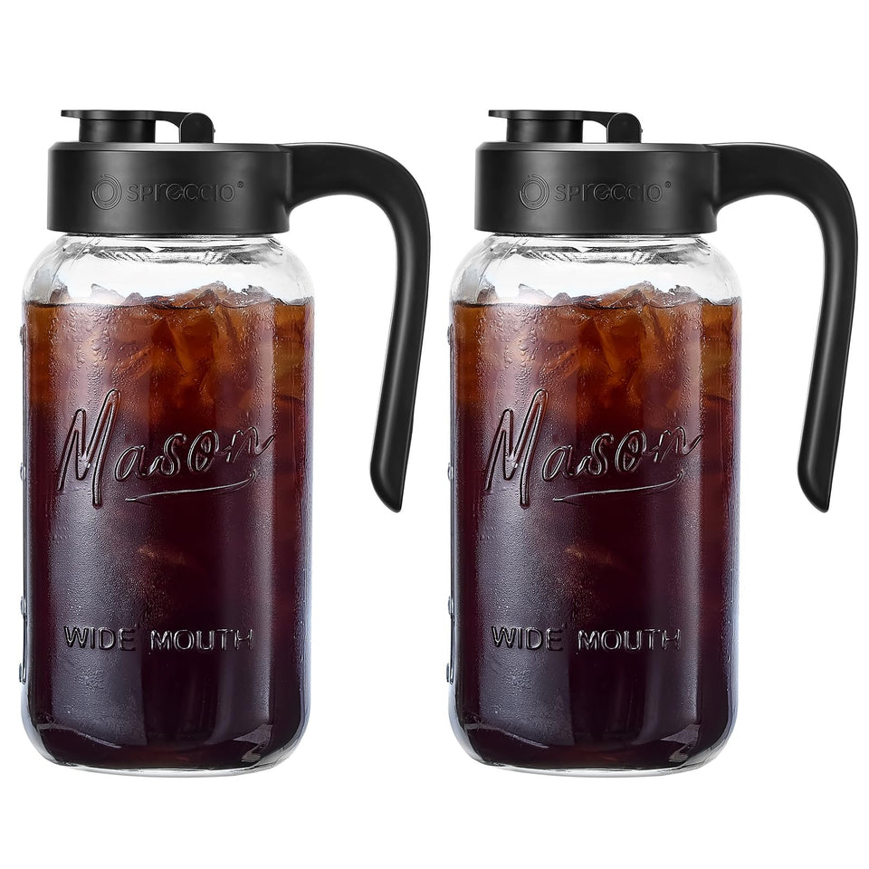 Spreccio Mason Jar Pitcher with lid seal for mess-free storage and freshness