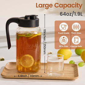 Spreccio Mason Jar Pitcher removable-filter shown with lid for clean pouring