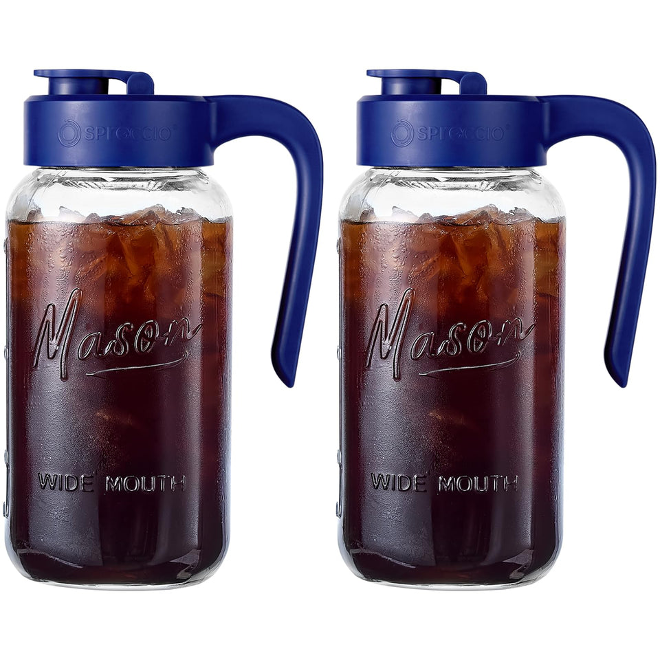 Spreccio Mason Jar Pitcher with lid for secure, mess-free pouring.