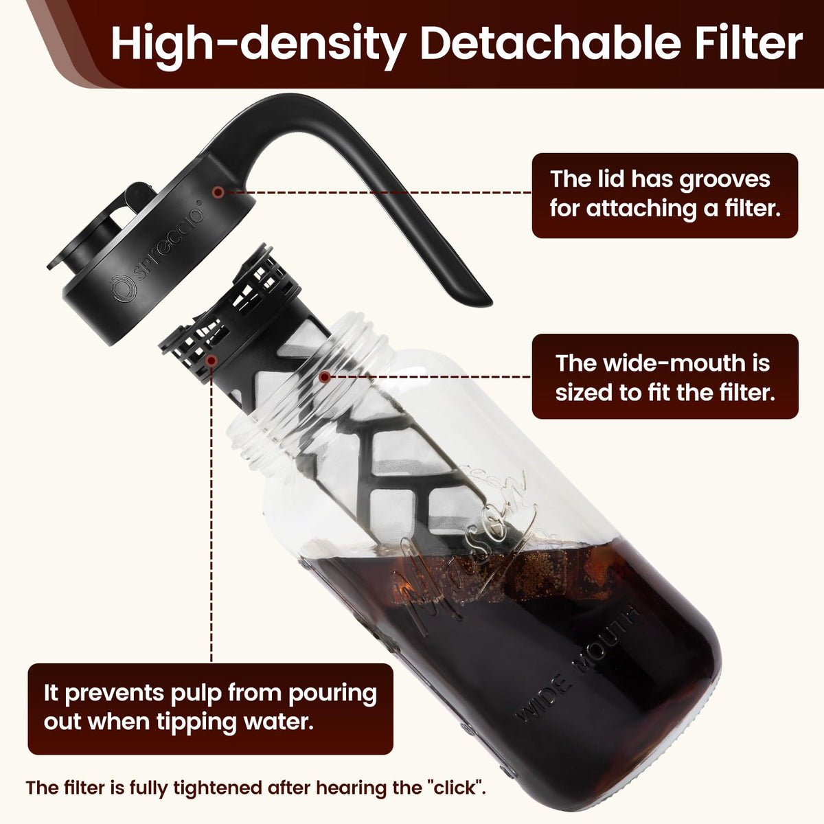 Spreccio wide-mouth pour spout for easy serving