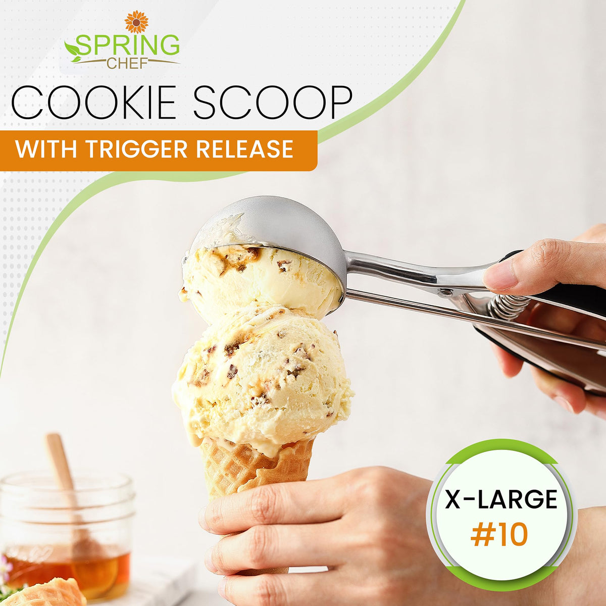 Spring Chef 18-8 stainless steel scoop showing rust-resistant design