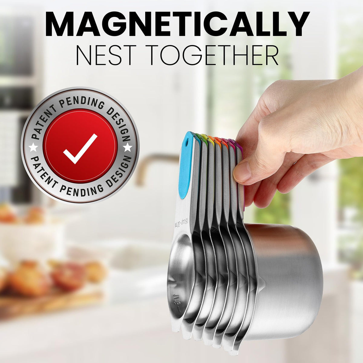Spring Chef 7-piece neon measuring cups set for versatile cooking